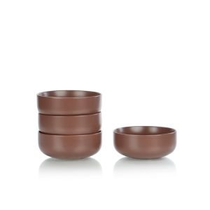 Everything Kitchens Modern Flat 24oz Bowls (Set of 4) | Brown