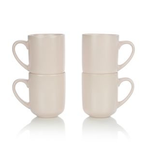 Everything Kitchens Modern Flat 15oz Mugs (Set of 4) | Soft Pink