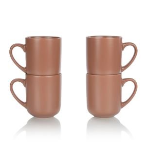 Everything Kitchens Modern Flat 15oz Mugs (Set of 4) | Terracotta
