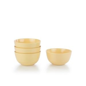 Everything Kitchens Modern Colorful Neutrals - Rippled 6" Bowls (Set of 4) - Glazed | Butter Yellow
