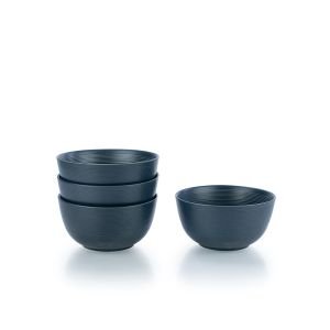 Everything Kitchens Modern Colorful Neutrals - Rippled 6" Bowls (Set of 4) - Matte | Charcoal
