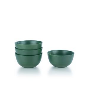 Everything Kitchens Modern Colorful Neutrals - Rippled 6" Bowls (Set of 4) - Matte | Green
