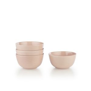 Everything Kitchens Modern Colorful Neutrals - Rippled 6" Bowls (Set of 4) - Glazed | Blush Pink
