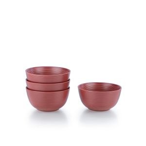 Everything Kitchens Modern Colorful Neutrals - Rippled 6" Bowls (Set of 4) - Matte | Red
