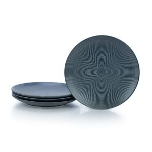 Everything Kitchens Modern Colorful Neutrals - Rippled 10.5" Dinner Plates (Set of 4) - Matte | Charcoal
