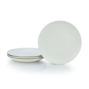 Everything Kitchens Modern Colorful Neutrals - Rippled 10.5" Dinner Plates (Set of 4) - Matte | Ivory
