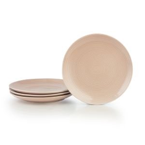 Everything Kitchens Modern Colorful Neutrals - Rippled 10.5" Dinner Plates (Set of 4) - Glazed | Blush Pink
