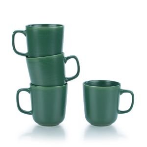 Everything Kitchens Modern Colorful Neutrals - Rippled 12oz Mugs (Set of 4) - Matte | Green
