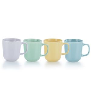 Everything Kitchens Modern Colorful Neutrals - Rippled 12oz Mugs (Set of 4) - Glazed | Blue, Purple, & Yellow
