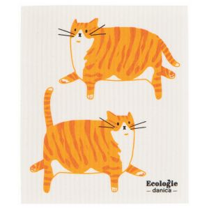 image shows Ecologie by Danica Swedish Sponge Dish Cloth | Ginger Cat against a blank, white background cat cat cat cat