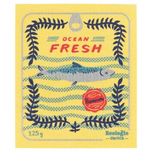 image shows Ecologie by Danica Swedish Sponge Dish Cloth | Tinned Fish against a blank, white background