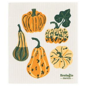 image shows Ecologie by Danica Swedish Sponge Dish Cloth | Harvest Gourds against a blank, white background vegetables squash yellow 712026