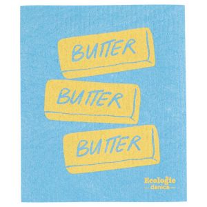 image shows Ecologie by Danica Swedish Sponge Dish Cloth | Butter against a blank, white background blue yellow butter