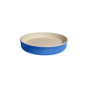 image shows Sassafras Superstone® Deep Dish Pizza Stone & Pie Baker | Blue Glazed  against a blank, white background  
