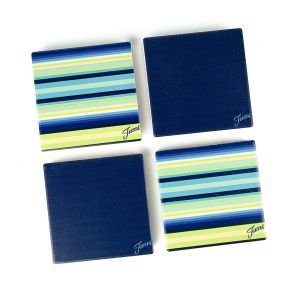 Fiesta® 4 Piece Coaster Set - Cool Blue Stripe