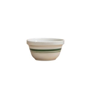 image shows  Ohio Stoneware 8" Dominion Mixing Bowl | Green Stripe  against a blank, white background