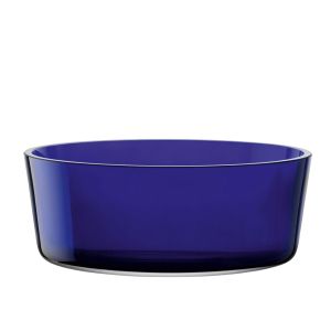 image shows LSA Collective 11.75" Glass Bowl | Cobalt against a blank, white background