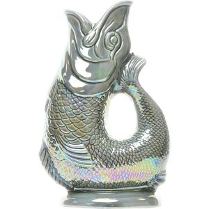 Wade Ceramics Extra Large Gluggle Jug | Dark Grey Lustre Against a Plain White Background