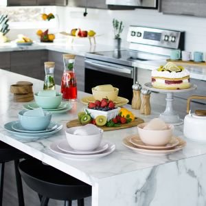 Everything Kitchens Modern Colorful Neutrals - Rippled Glazed Dinnerware Collection