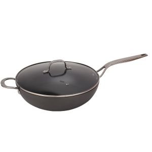 Swiss Diamond Hard Anodized Induction 12.5" Nonstick Wok with Glass Lid