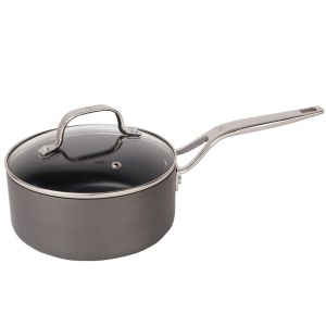 Swiss Diamond Hard Anodized Induction 3-Quart Nonstick Saucepan with Glass Lid