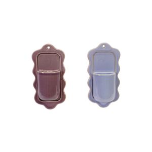 Hazel Mazel Stoneware Wall Mounted Candle Holders (Set of 2) | Lilac and Mauve