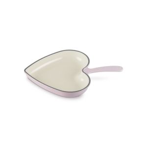  image shows Le Creuset Traditional 10.25" Heart Skillet | Chiffon Pink against a blank, white background
