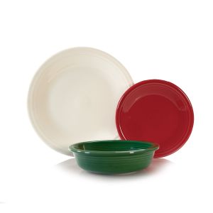 Fiesta® 3-Piece Classic Rim Place Setting (Holiday Memories) against a clean white background
