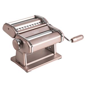 image shows Marcato Atlas 150+ Pasta Machine | Powder Pink against a blank, white background