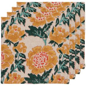 image shows Danica Heirloom Block Print Napkins (Set of 4) Goldenrise against a blank, white background