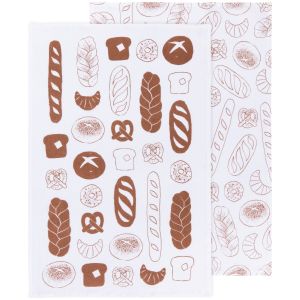 Now Designs by Danica Printed Floursack Dishtowels Set of 2 Boulangerie Chestnut