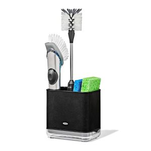 sink caddy with supplies inside