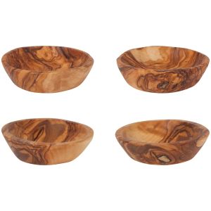  image shows Danica Heirloom 4-Piece 2oz Pinch Bowls | Olive Wood against a blank, white background