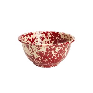 Crow Canyon 14oz Small Footed Bowl Burgundy and Cream Splatter 06192026