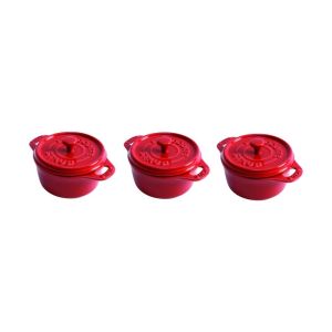 Staub 3-Piece Mini Round Cocotte Set | Cherry Red