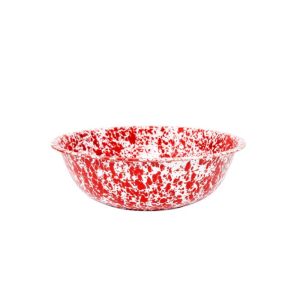  image shows Crow Canyon 4Qt. Small Basin | Red Splatter against a blank, white background