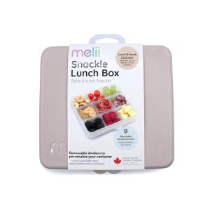  image shows Melii 9 Compartment Snackle Lunch Box | Oat Milk against a blank, white background
