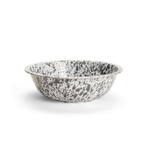 image shows Crow Canyon 4Qt. Small Basin | Grey Splatter  against a blank, white background
