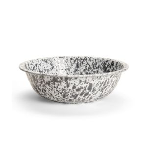  image shows Crow Canyon Enamelware 8 Qt. Medium Basin | Grey Splatter against a blank, white background
