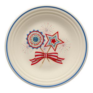  image shows Fiesta® 9" Classic Rim Luncheon Plate | Americana Fan, Star & Bow against a blank, white background