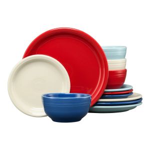 image shows Fiesta® 12-Piece Bistro Coupe Dinnerware Set (Service for 4) | Americana  against a blank, white background