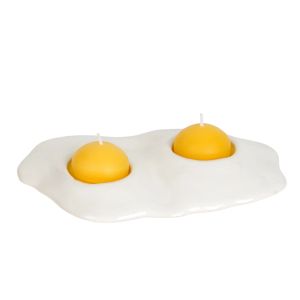  image shows Collin Garrity Ceramic Double Egg Tea Light Candle Holder against a blank, white background