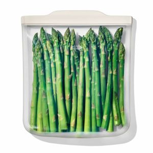 image shows OXO Good Grips 64oz Half Gallon Silicone Reusable Bag | Oat against a blank, white background