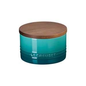 Le Creuset  Signature 16oz Stoneware Canister with Acacia Wood Lid Blue Riviera 09222026