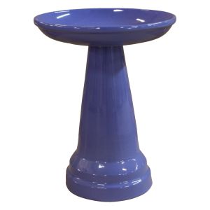  image shows Ohio Stoneware Birdbath Locking Top | Caribbean Blue against a blank, white background