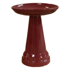 image shows Ohio Stoneware Birdbath Locking Top | Burgundy  against a blank, white background