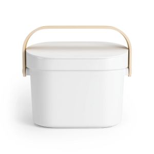 image shows Umbra Bellwood Compost Bin | White against a blank, white background