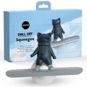image shows OTOTO Chill Cat Bathroom & Window Squeegee  against a blank, white background
