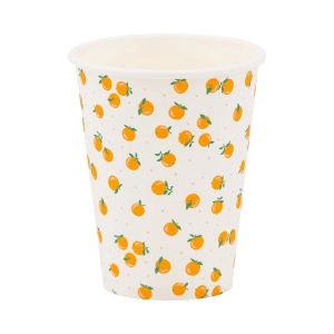 image shows My Mind's Eye 8-Piece 12oz Oranges Party Cups  against a blank, white background