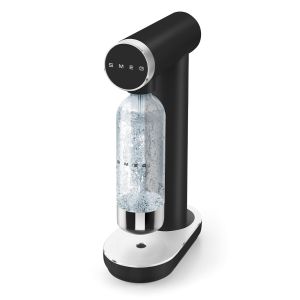 image shows SMEG Contemporary Sparkling Water Maker | Matte Black  against a blank, white background